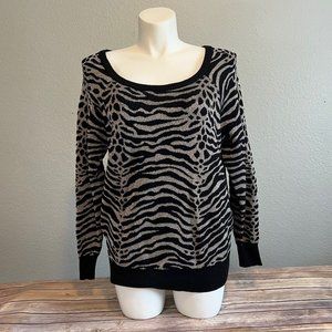 Torrid Lurex Zebra Print Metallic Sweater - Gold & Black
